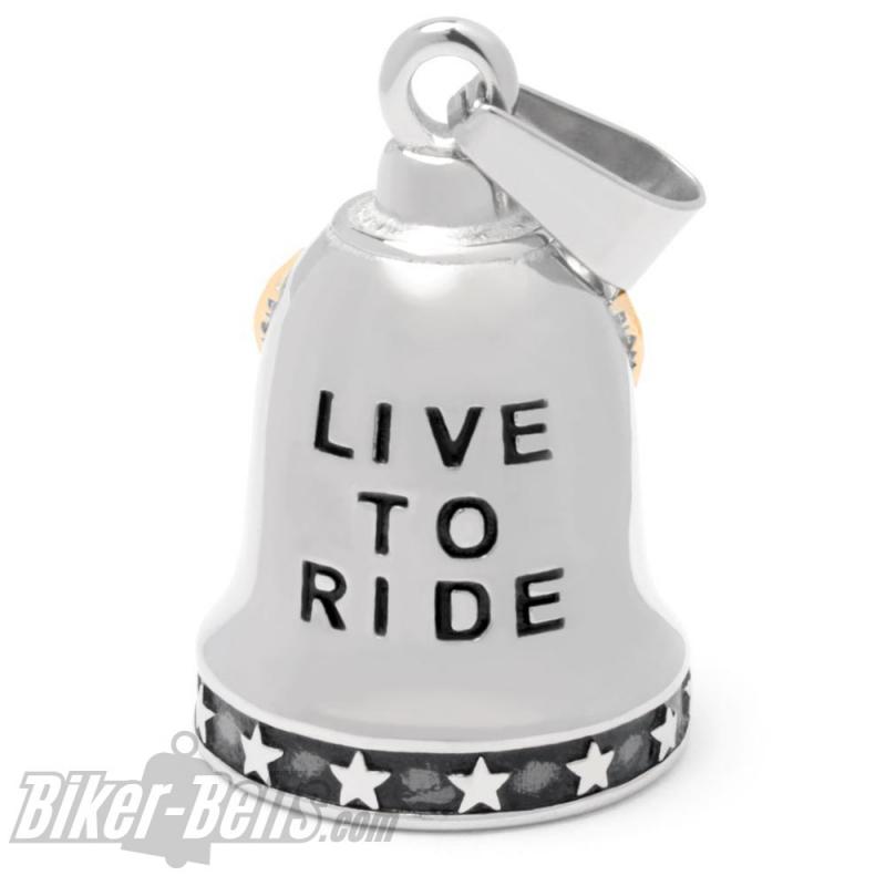 American Biker Ride Bell aus Edelstahl silber gold Adler Sterne Glücksbringer Glocke American Biker Ride Bell aus Edelstahl silber gold Adler Sterne Glücksbringer Glocke